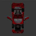 Red Racing Car With Number 22 Open Hood And Exposed Engine On Reflective Surface 3d model