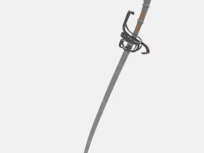 Decorative Historical Sword With Ornate Hilt Metal Blade And Wooden Handle 3d model