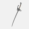 Decorative Historical Sword With Ornate Hilt Metal Blade And Wooden Handle
