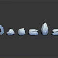 Blue Polygonal Stones With Geometric Texture Arranged On Black Smooth Surface With Reflections