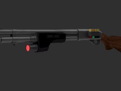 Modern Rifle With Wooden Stock Black Barrel And Red Light Indicator 3d model