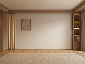 New Chinese Song Style Living Room Background Wall 3d model