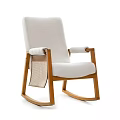 Comfortable Single Seater Sofa Rocking Chair with White Cushion Wooden Frame and Side Pocket