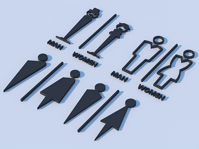 Bathroom Signs With Male Female Symbols For Public Restroom Identification 3d model