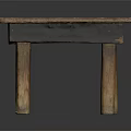 Vintage Wooden Table Featuring Worn Distressed Top And Sturdy Wood Legs
