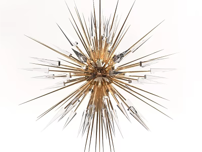 Modern Gold Starburst Chandelier With Crystal Accents And Spike Design 3d model