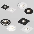 Modern Ceiling Downlights And Spotlights With Round Square Shapes Black White Frames 3d model