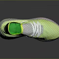 Neon Green Mesh Sneakers With White Laces And Structured Sole Design