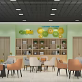 Classroom Interior Design With Wooden Walls Green Decor Tree Art And Study Tables