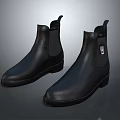 Black Leather Chelsea Boots With Elastic Side Panels And Pull Tab Design 3d model