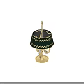 Classic Green Table Lamp With Golden Leaf Pattern And Candelabra Style Metal Frame