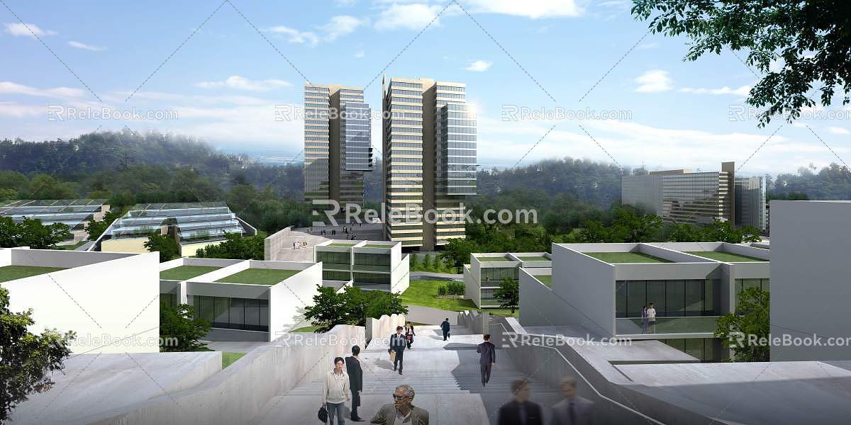 Modern Commercial Office Building Dalian Software Park 3d model