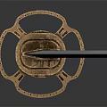 Samurai Character With Blue Blade Sword And Brown Handle Golden Decoration
