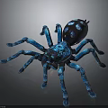 Vibrant Blue Hairy Spider With Shiny Body And Legs On Dark Background