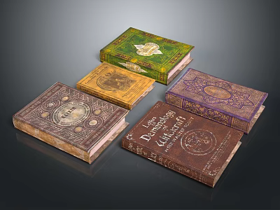 Colorful Vintage Decorative Notebooks With Embossed Covers And Artistic Designs 3d model