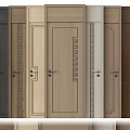 Hinged Doors With Various Styles Different Colors And Wooden Decorative Patterns 3d model