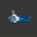 Futuristic Sci Fi Weapon With Blue White Red Accents And Yellow Grip Details