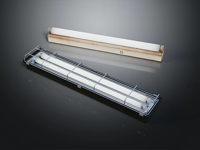 Commercial Grille Light Fixture With Metal Frame And LED Tubes For Ceiling Installation 3d model