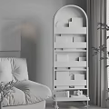 Modern Living Room Shelving Unit With Vinyl Records Books Photo Frames And Camera