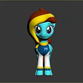 Colorful Blue Pony 3D Model Toy With Red Yellow Mane Tail And TVT Vest