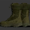 Durable Brown And Green Military Style Boots With Lace Up Design For Outdoor Activities