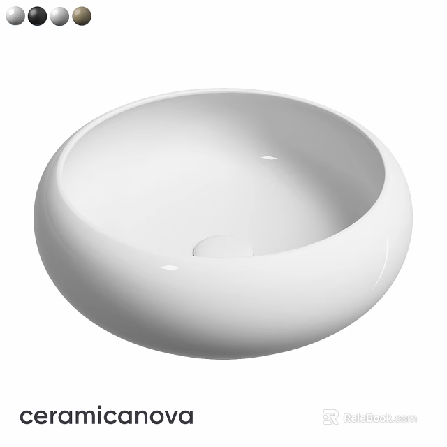 Modern White Round Ceramic Wash Basin With Smooth Surface Design 3d model 