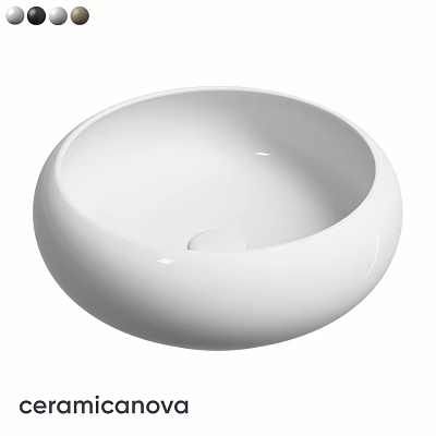 Modern White Round Ceramic Wash Basin With Smooth Surface Design 3d model