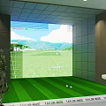 Indoor Golf Simulator with Green Turf TaylorMade Equipment for Sports Fitness Practice