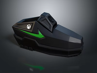 Xbox Gaming Entertainment Device With Sleek Black Design And Green Logo 3d model