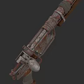 Rusty Vintage Weapon Old Metal Long Gun With Worn Texture And Leather Straps