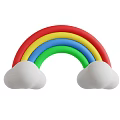 Vibrant Rainbow Shaped Decorative Piece With White Clouds And Colorful Bands