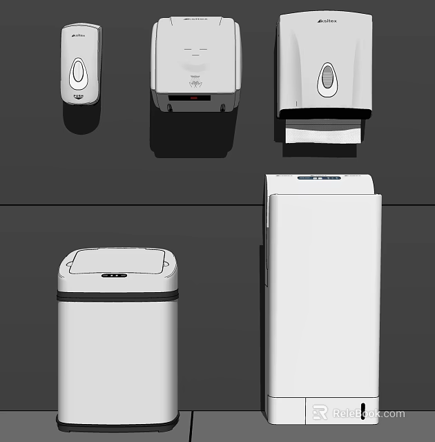 Modern Home Trash Cans With Various Designs And Lid Features For Daily Use 3d model 