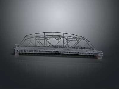 Detailed Architectural Steel Arch Bridge With Frame Structure And Deck Design 3d model