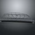 Detailed Architectural Steel Arch Bridge With Frame Structure And Deck Design