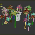 Green Palm Trees With Brown Trunks And Lush Green Leaves Surrounding White Cube