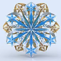 Exquisite Blue And Gold Snowflake Shaped Decorative Ornament Set With Geometric Design