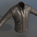 Black Leather Jacket with Stand Collar Zipper and Side Pockets Modern Design