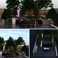 Modern Garden Landscape With Outdoor Dining Area Trees Lighting And Decorative Plants