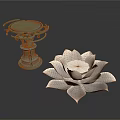 Exquisite Carved Sculptures With Green Stand And White Lotus Design