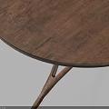 Round Wooden Dining Table With Three Legs And Natural Wood Texture Design