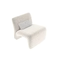 Soft Plush Upholstered Accent Chair with Modern Curved Design and Cozy Beige Accent Pillow
