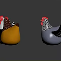 Cute Decorative Chicken Figurines In Yellow Black White Polka Dot And Blue Gray Designs