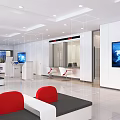 Bright Spacious Modern Bank Service Hall With Transaction Windows Self Service Machines And Comfortable Seats