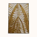 Modern Abstract Painting With Gold White Textured Leaf Design For Wall Decor