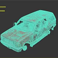 Old Red SUV With Dusty Exterior Broken Windshield And Rusty Body 3d model
