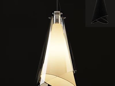 Modern Pendant Light With Sleek Twisted Conical Design And Warm Illumination Glass Shade 3d model