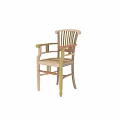Wooden Leisure Chair With Armrests And Colorful Striped Seat Design