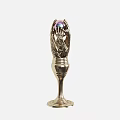 Elegant Metallic Decorative Ornament Set With Twisted Design And Colorful Top Sphere