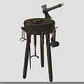Vintage Anvil Setup With Axe Tongs And Chisel On Wooden Stand