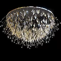 Sparkling Crystal Chandelier With Leaf Shaped Crystals And Hanging String Lights 3d model